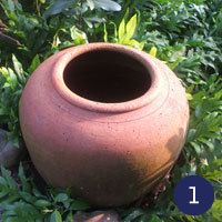 natural pot feature in thai garden