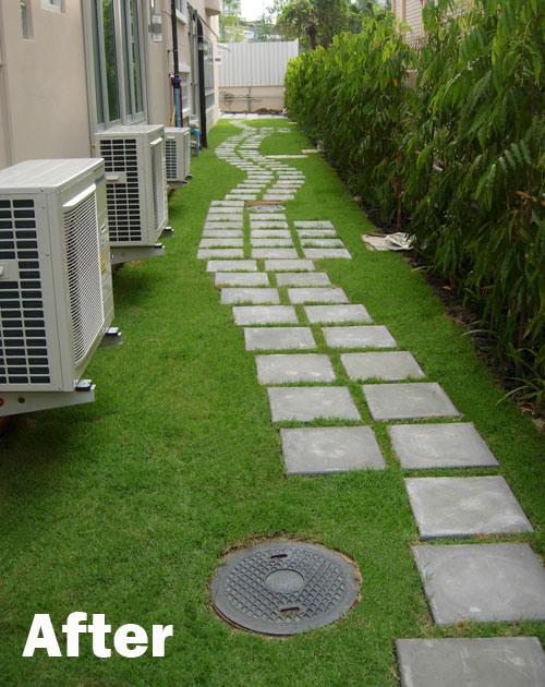 new hotel grass and pathway landscape thailand