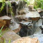 natural waterfall feature in thai garden