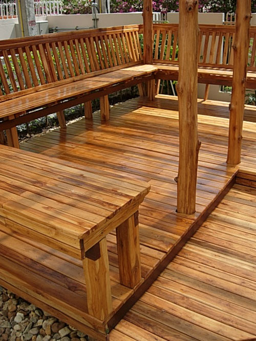 wooden covered seating area