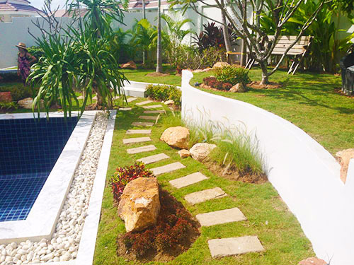 split level tropical garden thailand