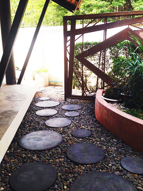 designed modern rock and paver garden thailand