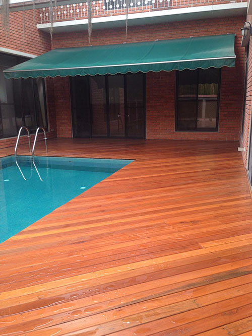 diagonal pool timber decking