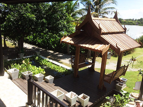 thai style sala and tropical garden landscaping in thailand