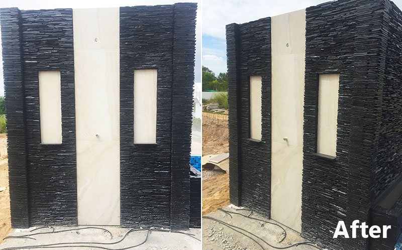 Stacked Slate Water Wall Feature