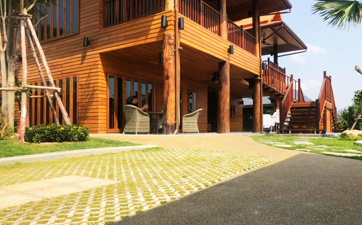 turf block grass and hardscape