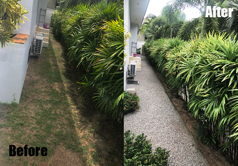 before and after for house garden walkway