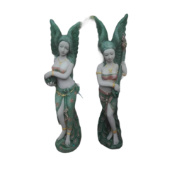 Twin Winged Lady Statues (Green)
