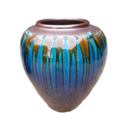 Sea Blue & Brown Glazed Waterpot Feature