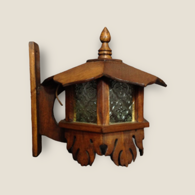 Hexagonal Wall-Mounted Teak Lamp - Image 4