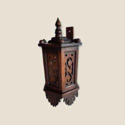 Hand-Carved Vintage Teak Wall Lamp