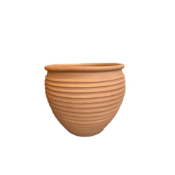 Greek Terracotta Spherical Ribbed Pot
