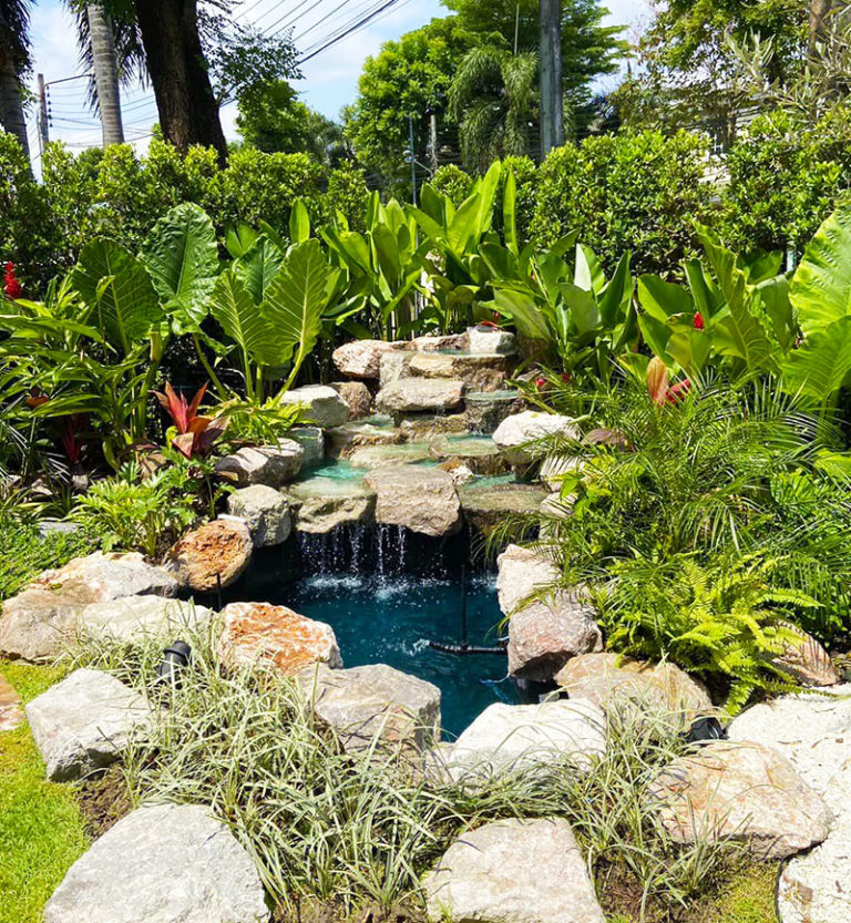 Rock Waterfall Pond Designs an Amazing Features in any Thai Garden