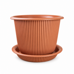 Colorful Plastic Plant Pots (Brown)