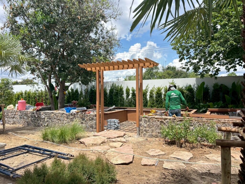 Landscaped veg and herb garden