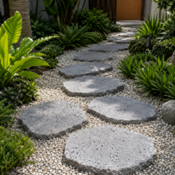 Black Antique Lava Stepping Stone