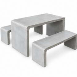 U-Shaped Concrete Garden Table & Bench Set