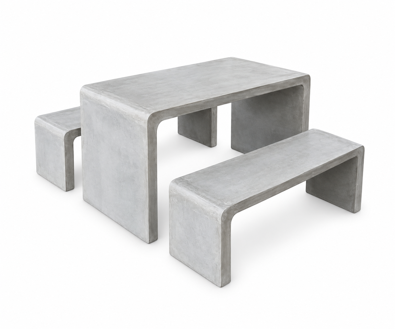 U-Shaped Concrete Garden Table & Bench Set