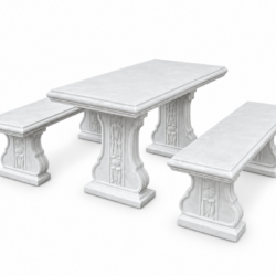Roman Classical Concrete Garden Table & Bench Set