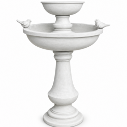 Three-Bird Two-Tier Concrete Fountain